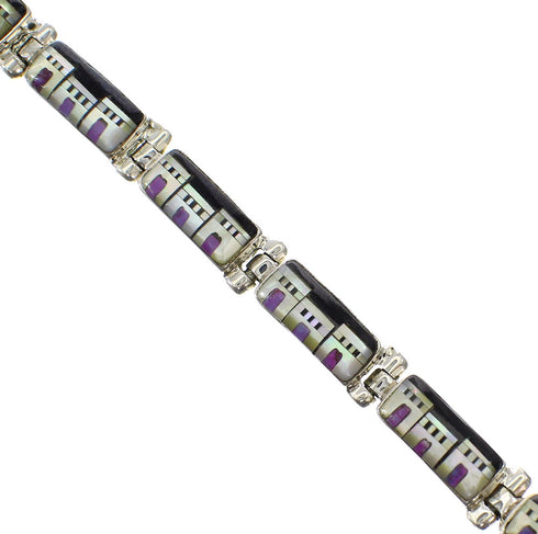 Multicolor Native American Design Southwestern Link Bracelet EX28400